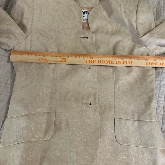 VTG Y2k Kasper ASL Skirt Suit 8 Ivory Brocade button Lined Career Classic Pocket - Picture 7 of 16